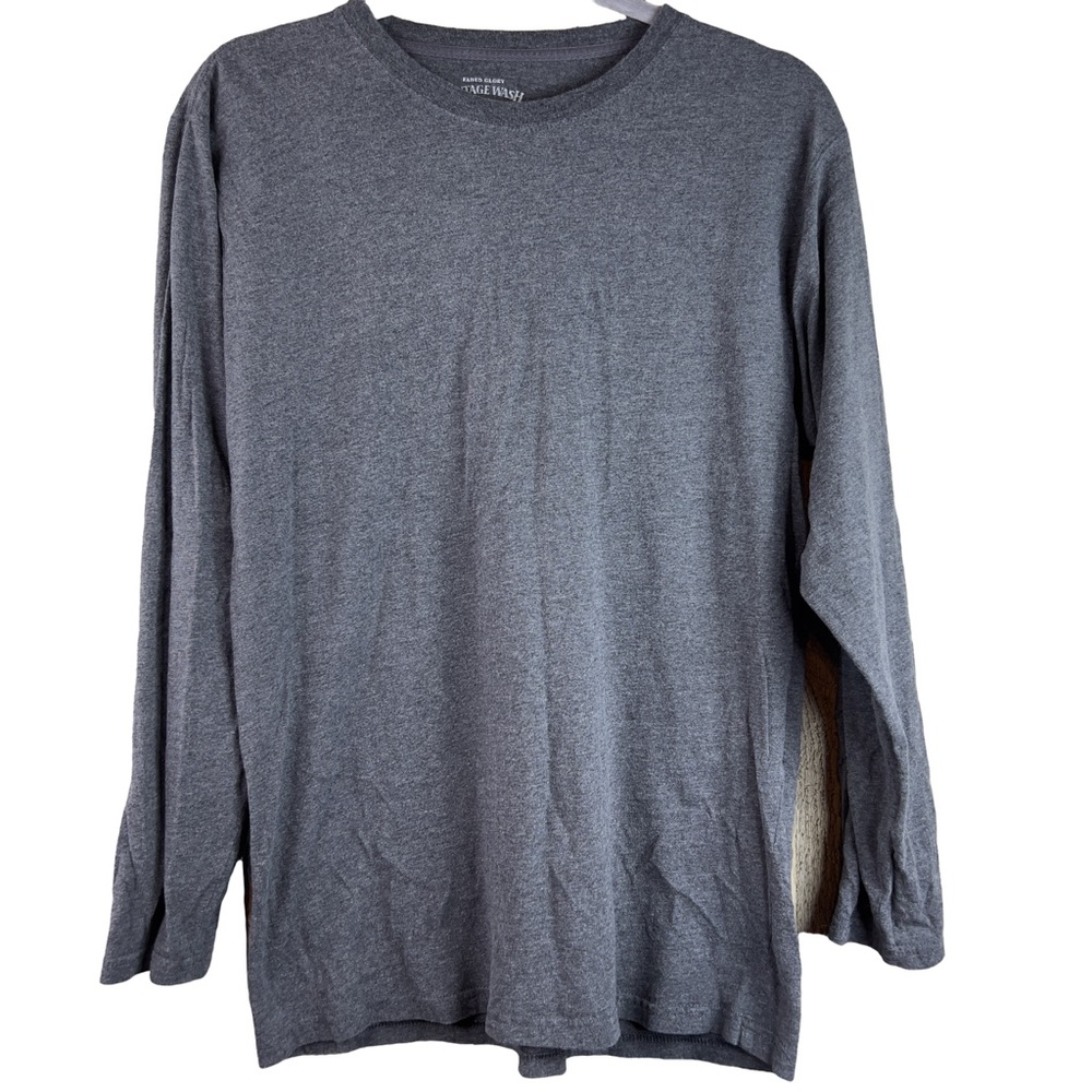 Faded Glory Boys Vintage Wash XL (16/18) Long Sleeve Crewneck Gray T-Shi…